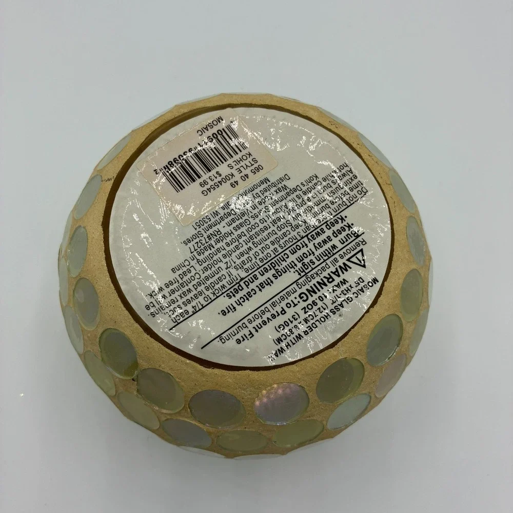 Mosaic Glass Candle Holder Sugar Cookie Scent Kohl's 9oz Green Gold
